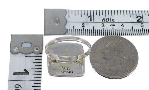 Southwest Turquoise Sterling Silver Ring Size 6-1/4 QX79331